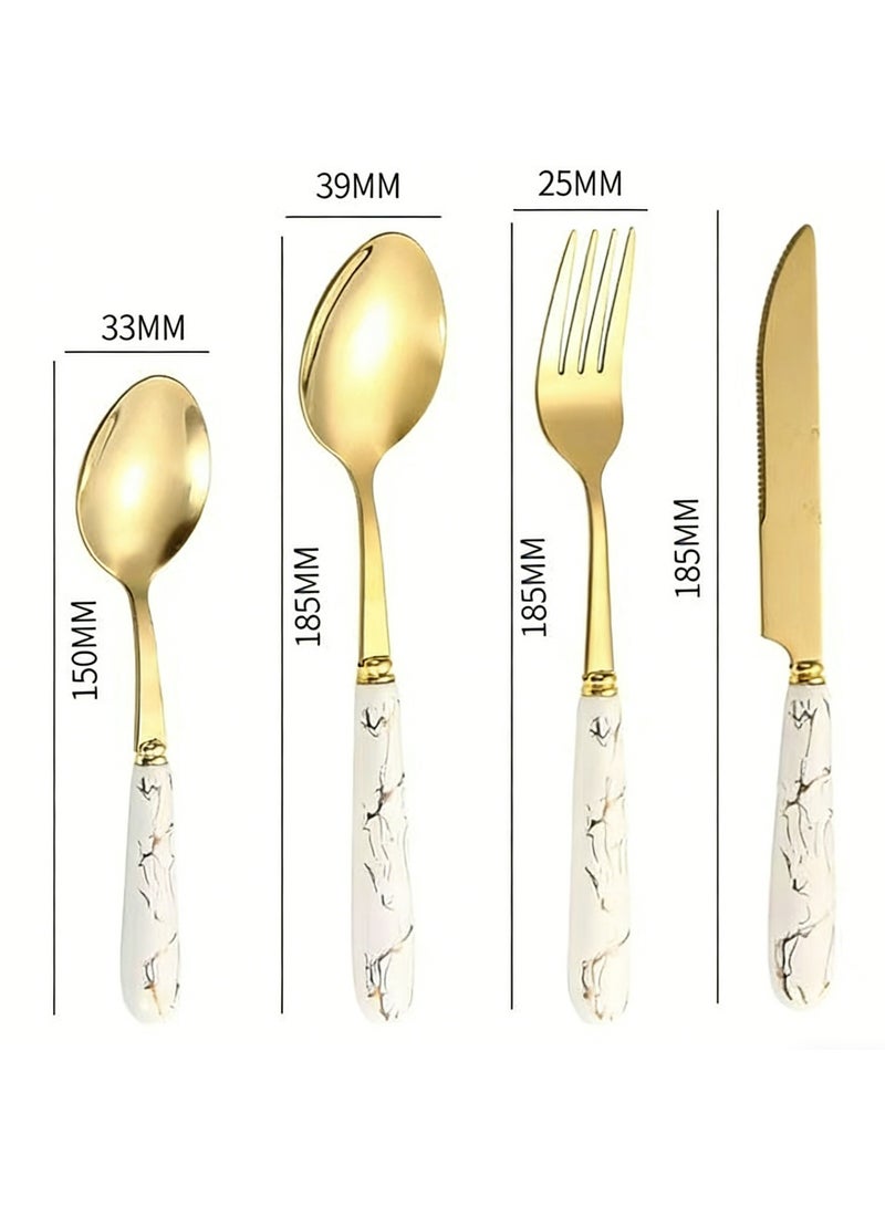 أكنزلмед مجموعة أدوات العشاء 24 قطعة مع موقف المنظم ، مثالية للوجبات العائلية لأشخاص 4-6 - Image 3